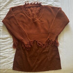 SHEIN Rust Knit Sweater and mini skirt, cute fall outfit, size M, EUC